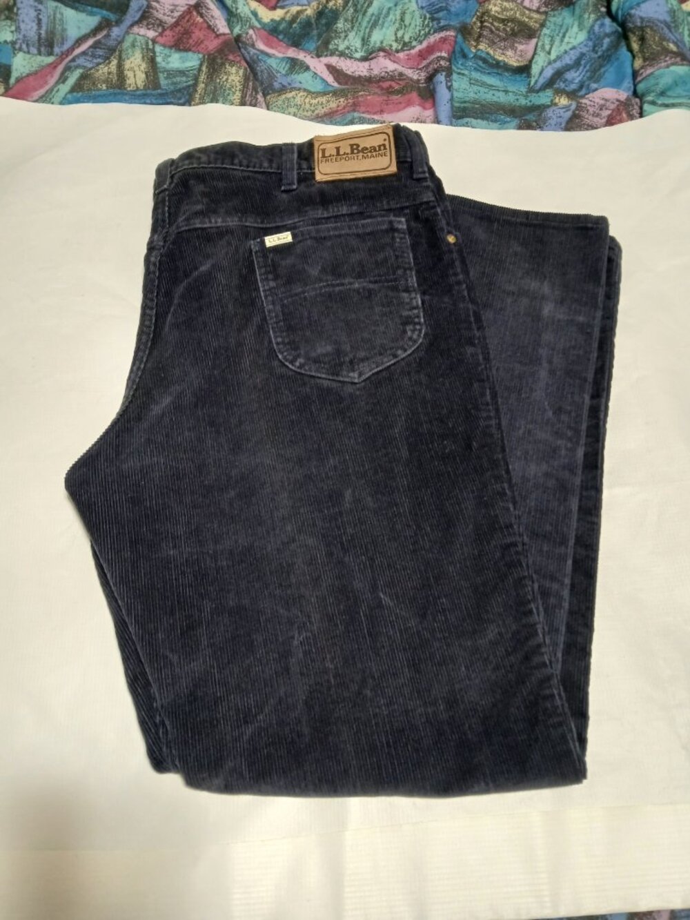 Vintage L.L Bean Men's Corduroy Pants 40x32 Dark Blue Straight Leg USA Union